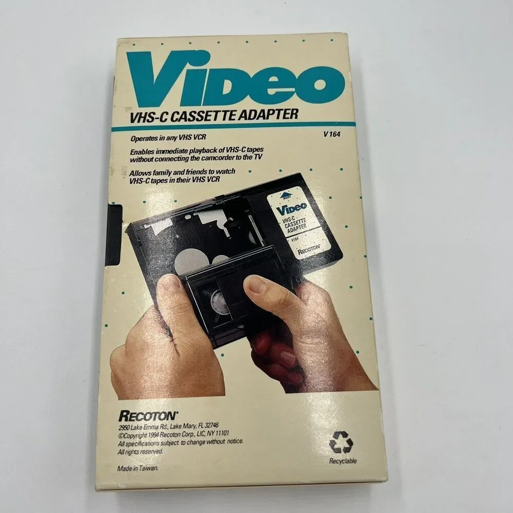 RECOTON VHS-C CASSETTE ADAPTER ~ PLAY VHS-C ON VHS STANDARD VCR